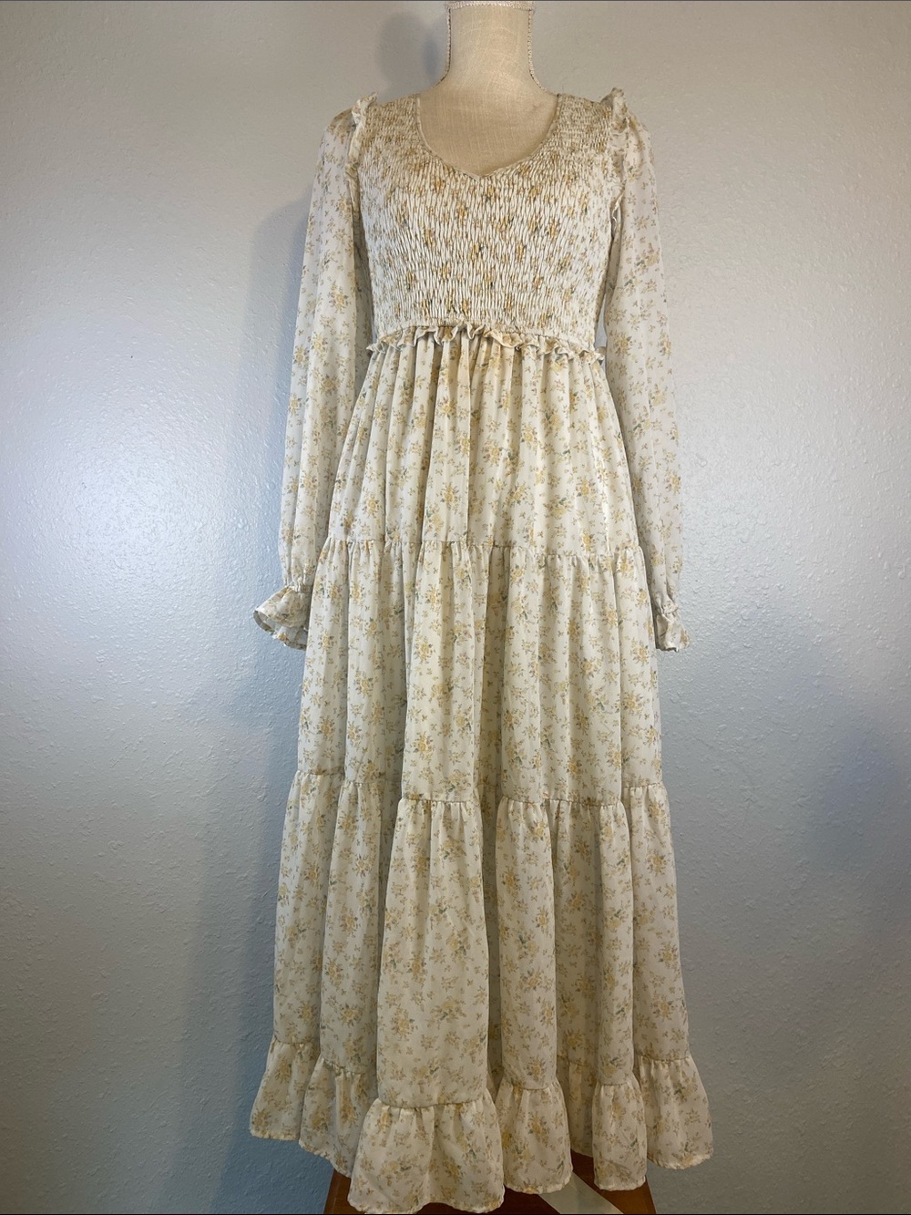 Altar'd State Prairiecore Cottagecore Whimsy Soft Chic Tiered Maxi Dress Size S